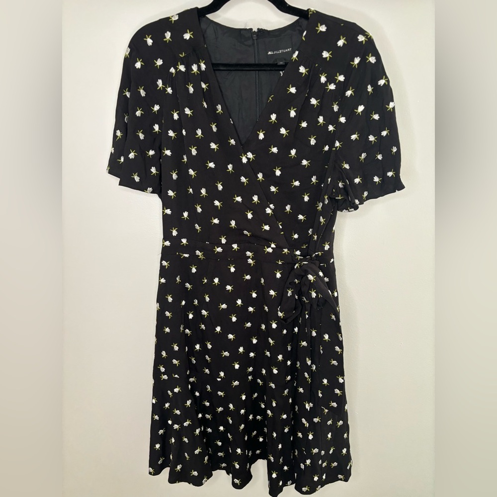 Jill Jill Stuart Black Floral Wrap Dress